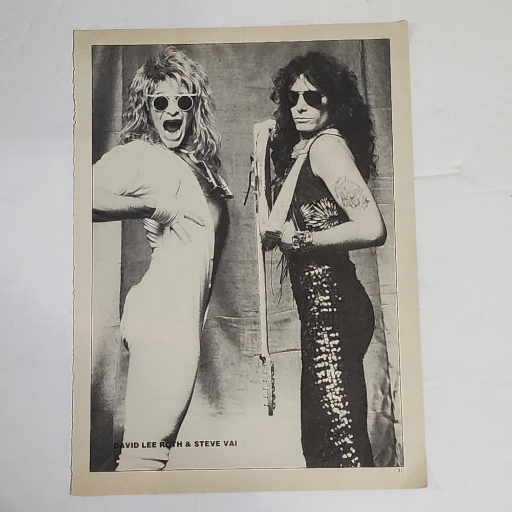David Lee Roth Steve Vai B&W Warren De Martini color pinup vintage 80s 8x10